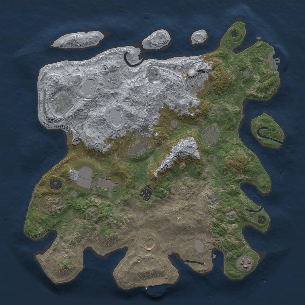 Rust Map: Procedural Map, Size: 3800, Seed: 64826942, 19 Monuments