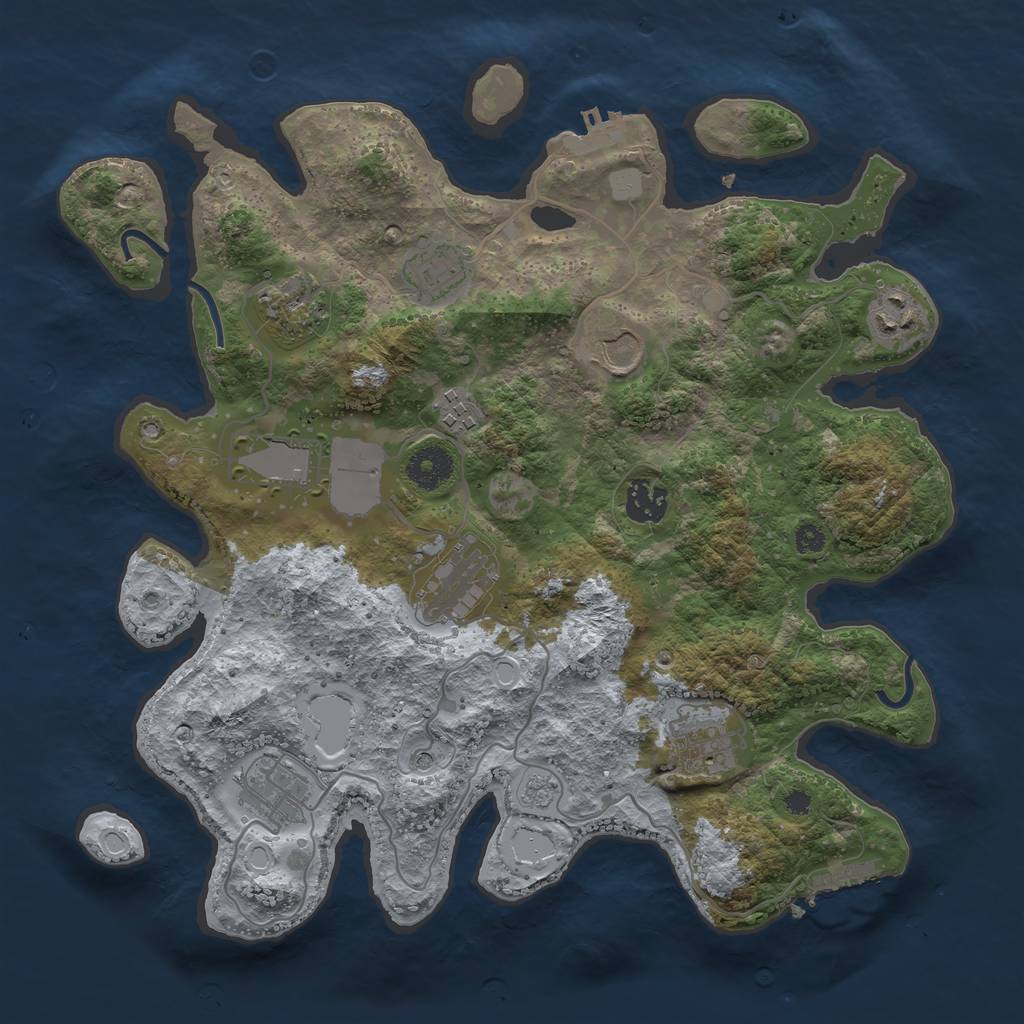 Rust Map: Procedural Map, Size: 3500, Seed: 3132121, 19 Monuments
