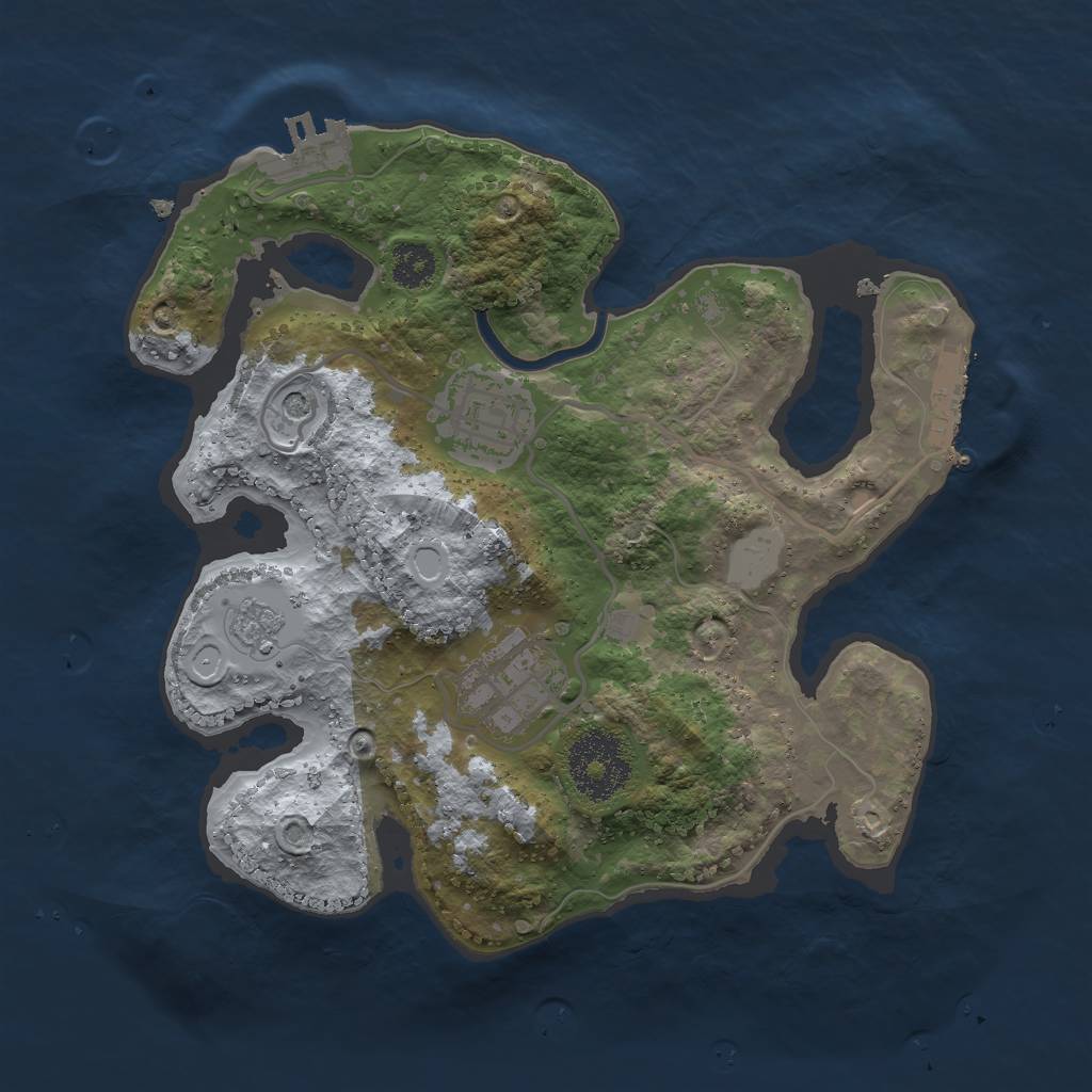 Rust Map: Procedural Map, Size: 2500, Seed: 937541284, 11 Monuments