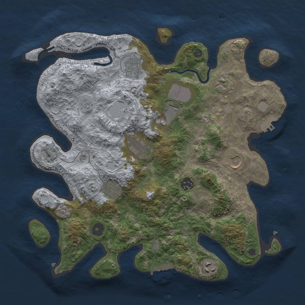 Rust Map: Procedural Map, Size: 3600, Seed: 1825375046, 18 Monuments