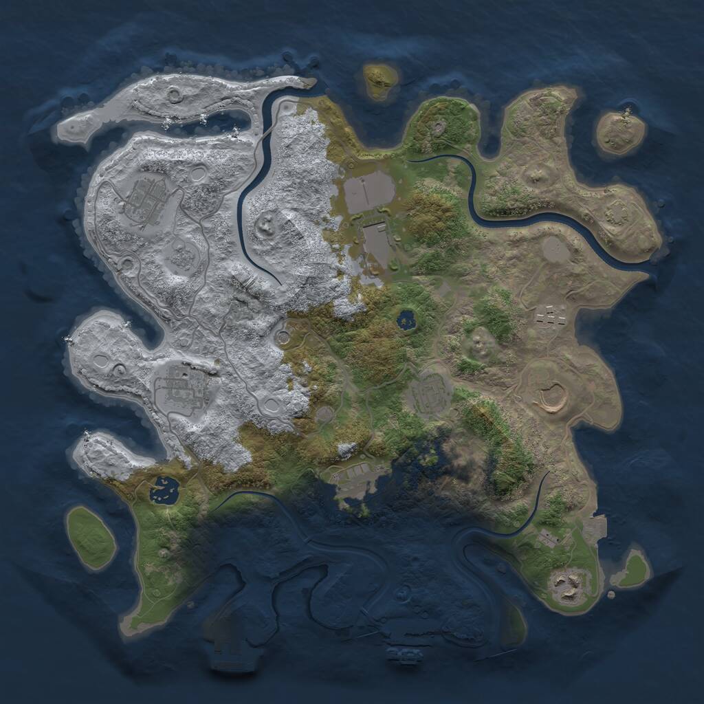 Rust Map: Procedural Map, Size: 3600, Seed: 1825375046, 15 Monuments