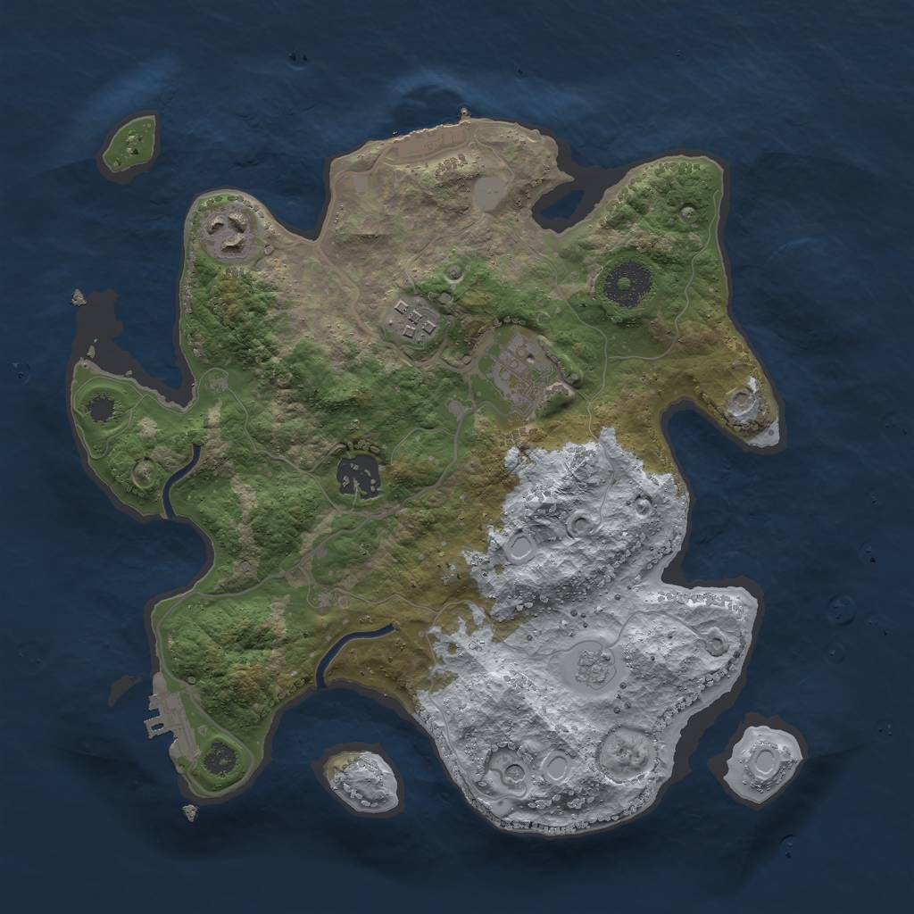 Rust Map: Procedural Map, Size: 3000, Seed: 1277364415, 13 Monuments