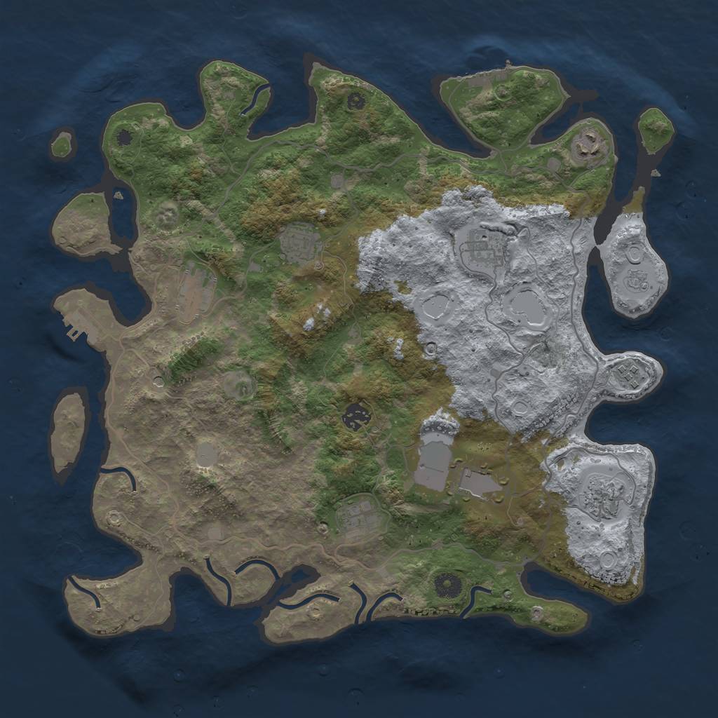 Rust Map: Procedural Map, Size: 4000, Seed: 475683907, 18 Monuments