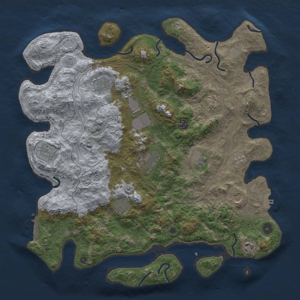 Rust Map: Procedural Map, Size: 4250, Seed: 1243904411, 20 Monuments