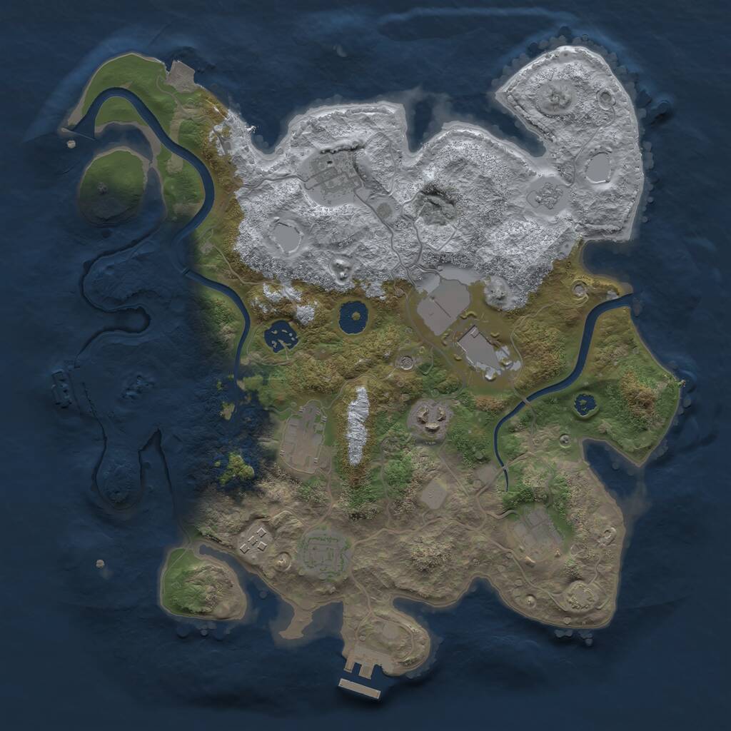 Rust Map: Procedural Map, Size: 3500, Seed: 629357708, 14 Monuments