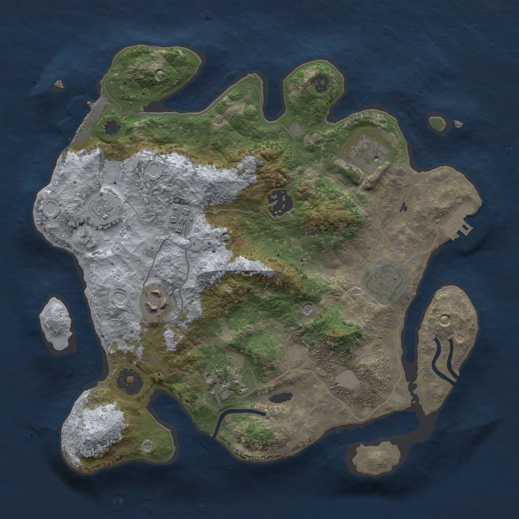 Rust Map: Procedural Map, Size: 3000, Seed: 25828, 15 Monuments