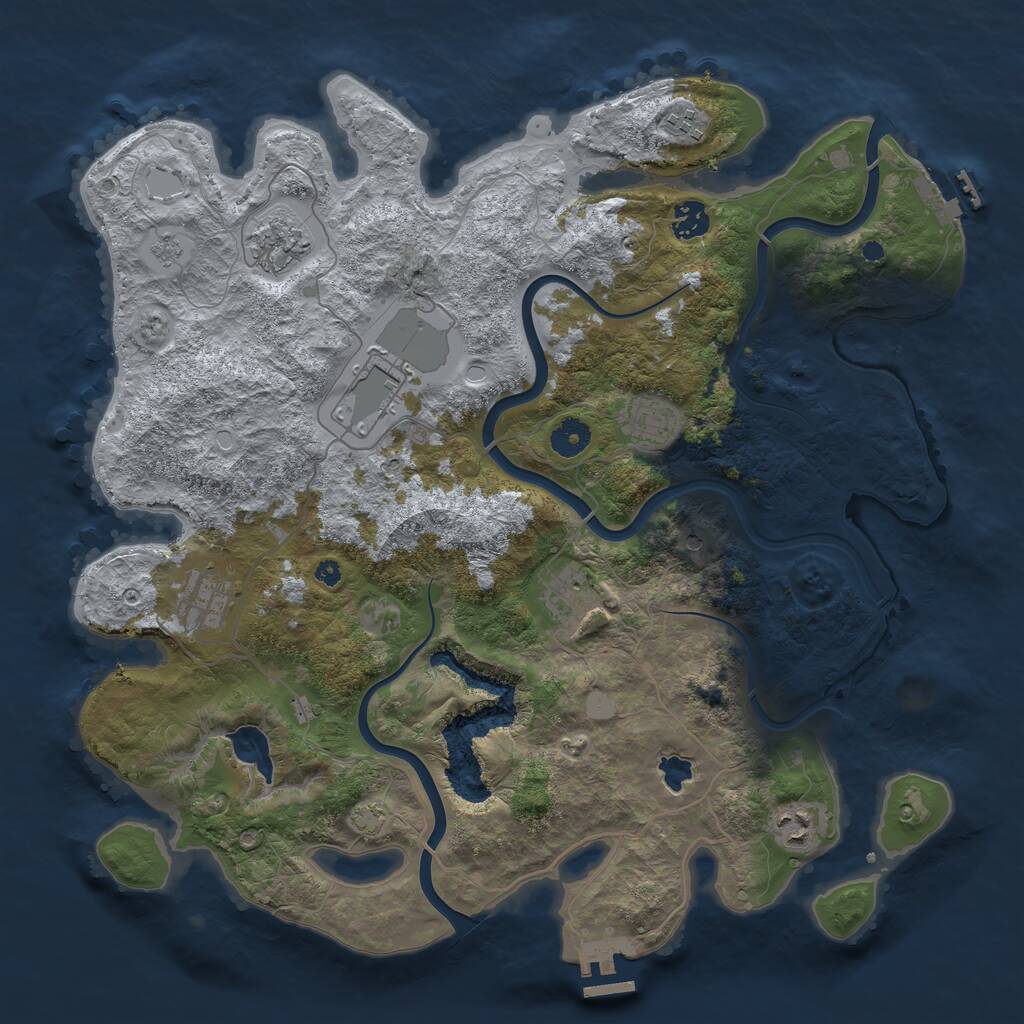 Rust Map: Procedural Map, Size: 4000, Seed: 8945671, 14 Monuments