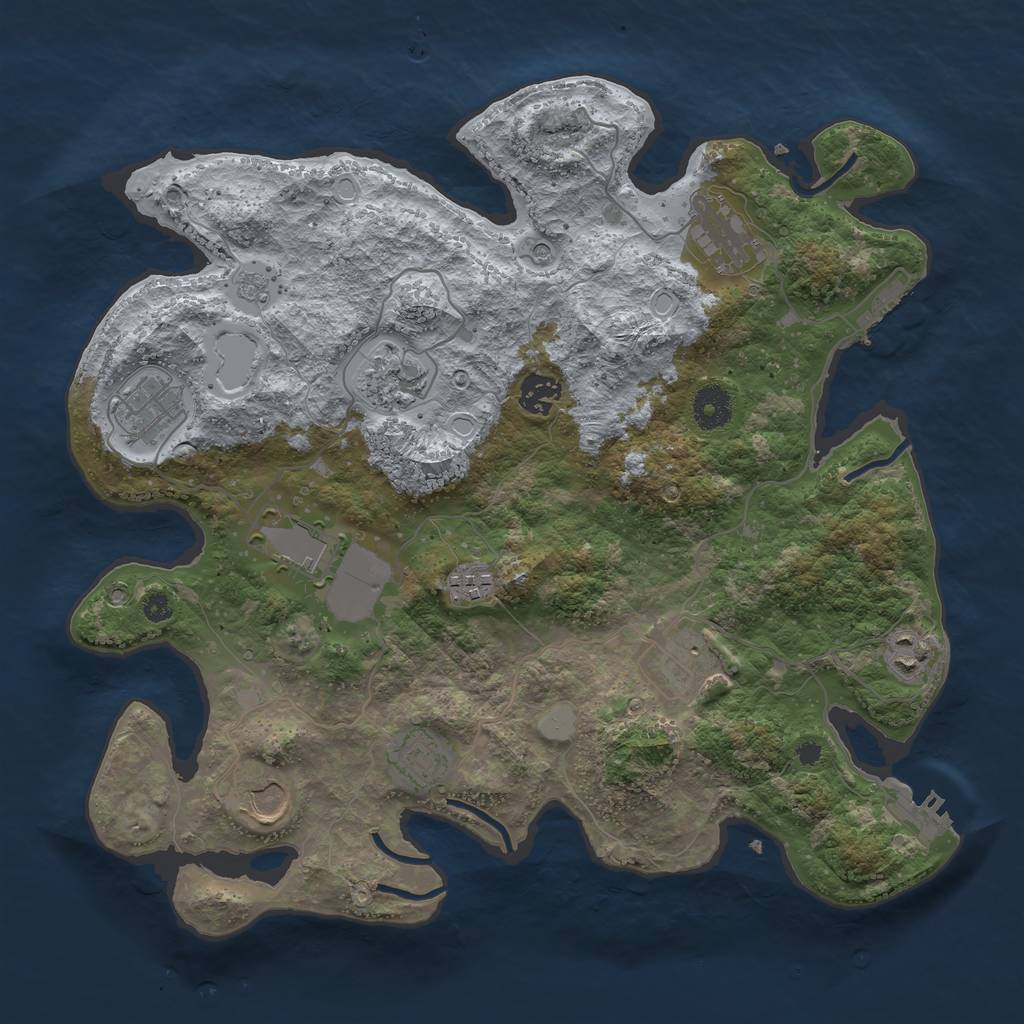Rust Map: Procedural Map, Size: 3700, Seed: 551228375, 19 Monuments