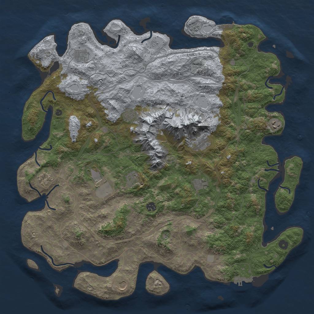 Rust Map: Procedural Map, Size: 5000, Seed: 49494, 20 Monuments