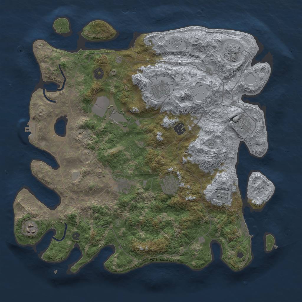 Rust Map: Procedural Map, Size: 4000, Seed: 2046082694, 18 Monuments
