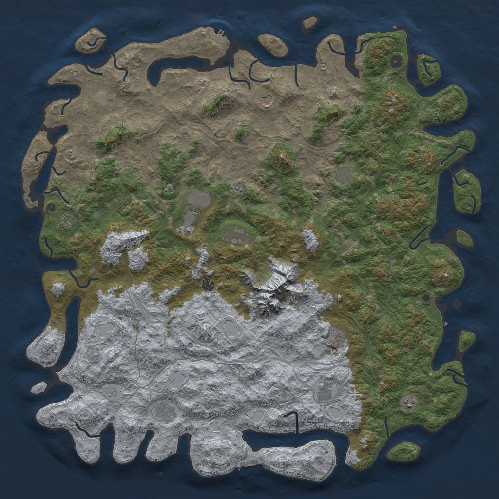 Rust Map: Procedural Map, Size: 6000, Seed: 873458043, 20 Monuments