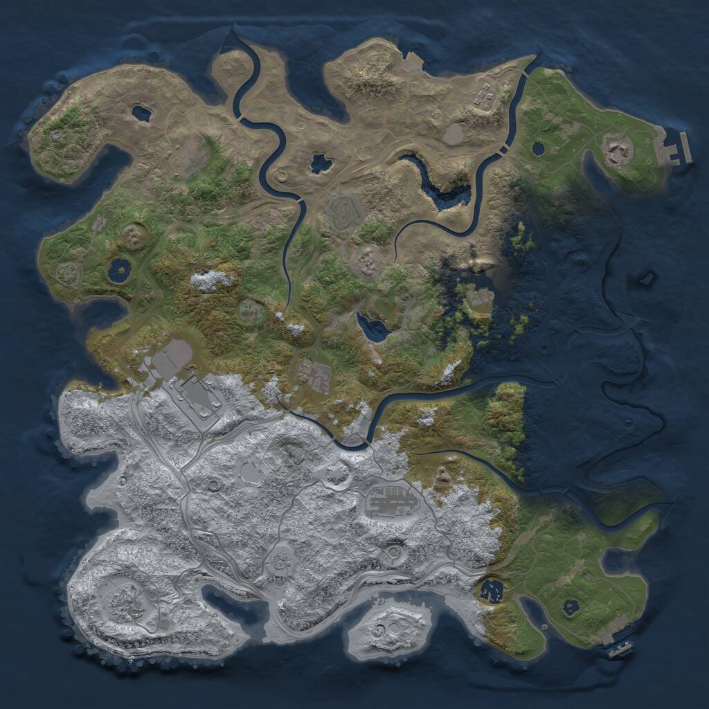 Rust Map: Procedural Map, Size: 4500, Seed: 20120505, 16 Monuments