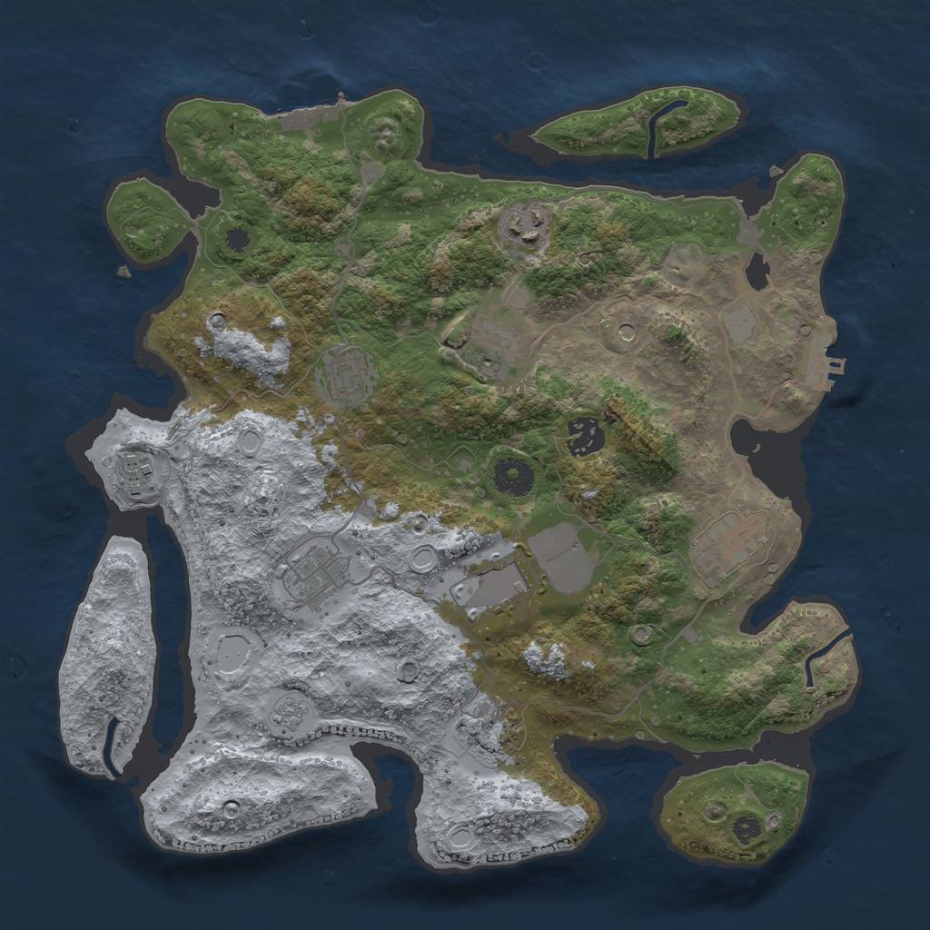 Rust Map: Procedural Map, Size: 3500, Seed: 523152, 18 Monuments