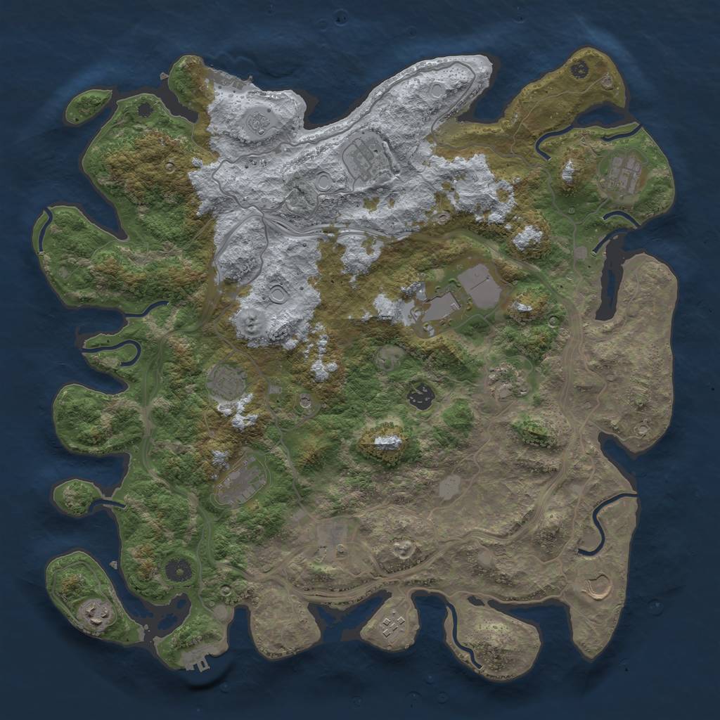 Rust Map: Procedural Map, Size: 4250, Seed: 1550791515, 20 Monuments