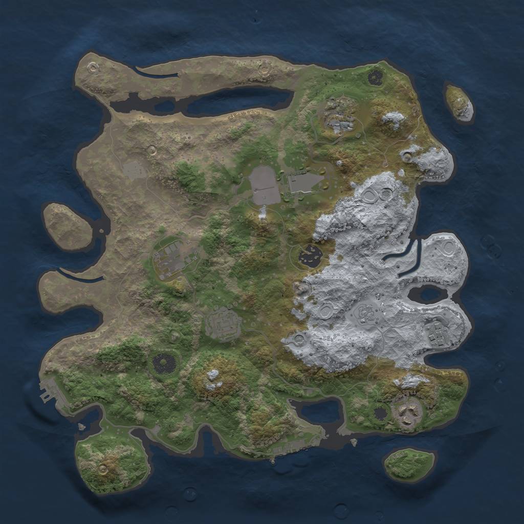 Rust Map: Procedural Map, Size: 3500, Seed: 476938506, 16 Monuments