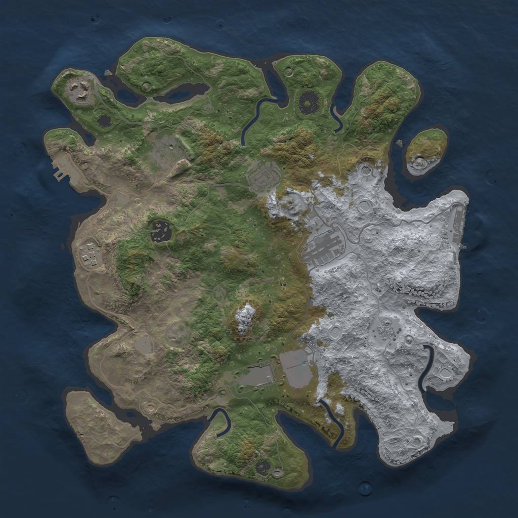 Rust Map: Procedural Map, Size: 3500, Seed: 978997650, 16 Monuments