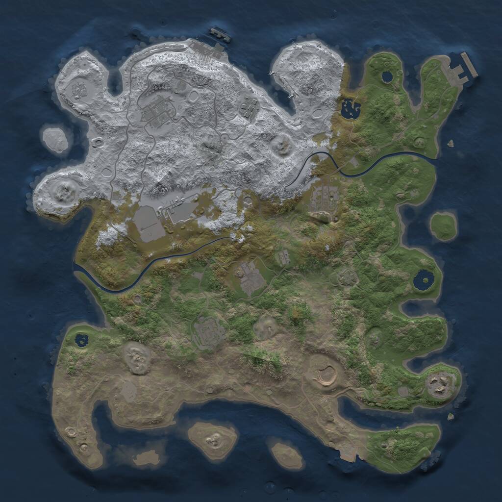 Rust Map: Procedural Map, Size: 3700, Seed: 1416088064, 15 Monuments