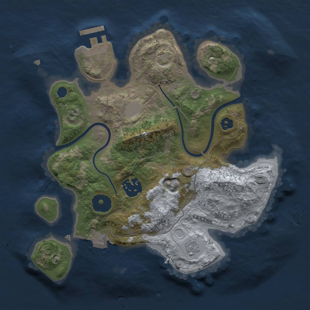 Rust Map: Procedural Map, Size: 2500, Seed: 5675, 5 Monuments