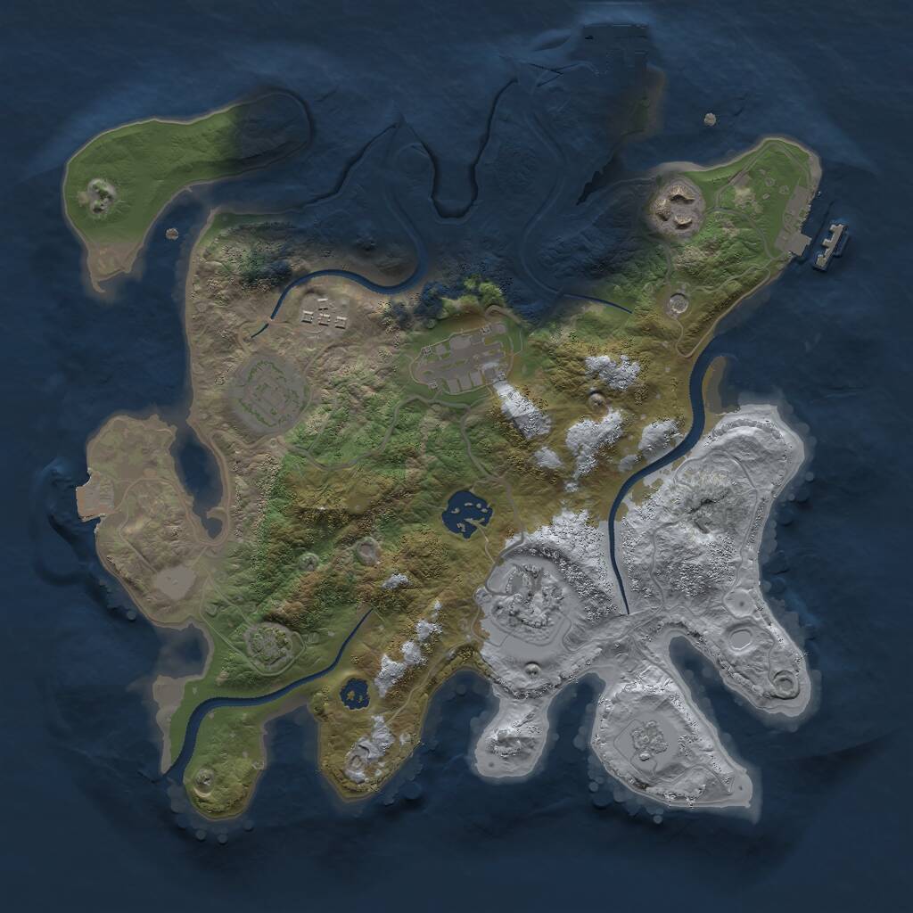 Rust Map: Procedural Map, Size: 3000, Seed: 2308976, 12 Monuments