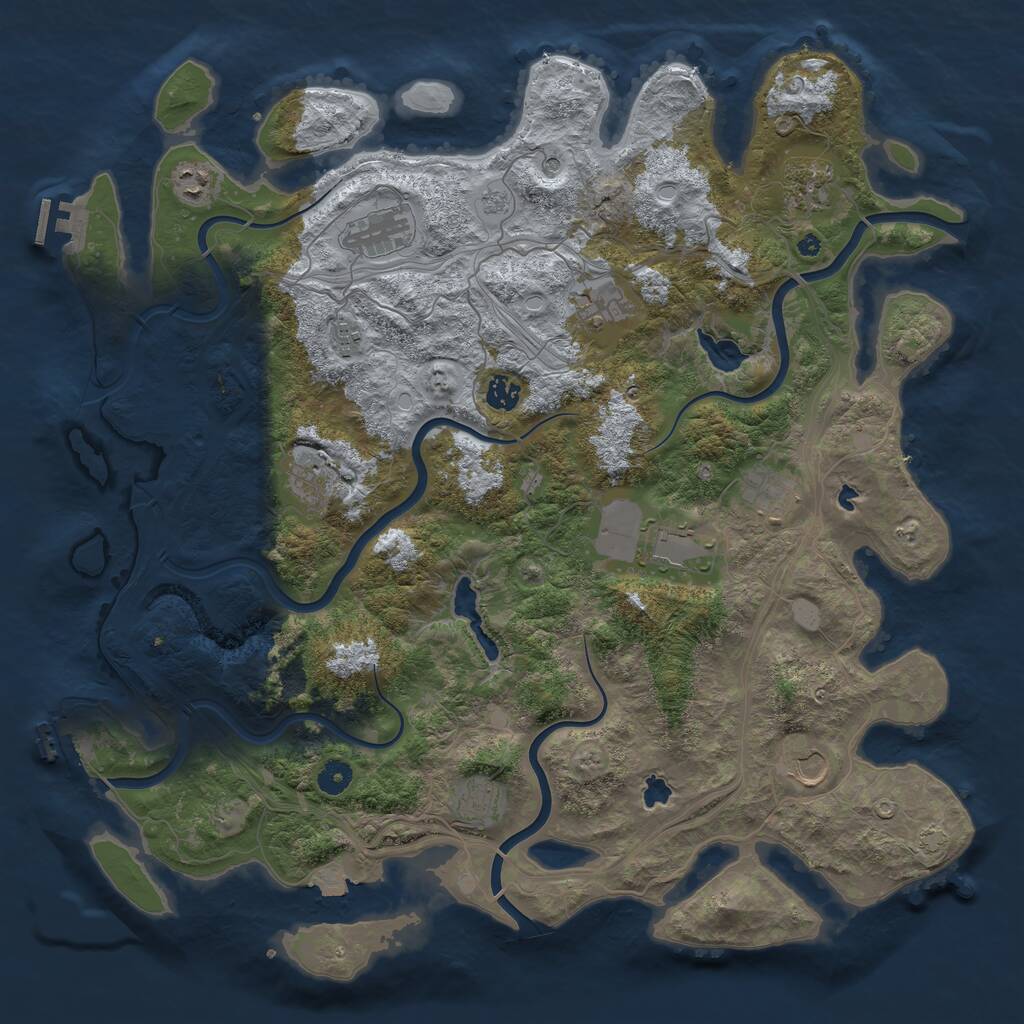 Rust Map: Procedural Map, Size: 4500, Seed: 1548945757, 17 Monuments