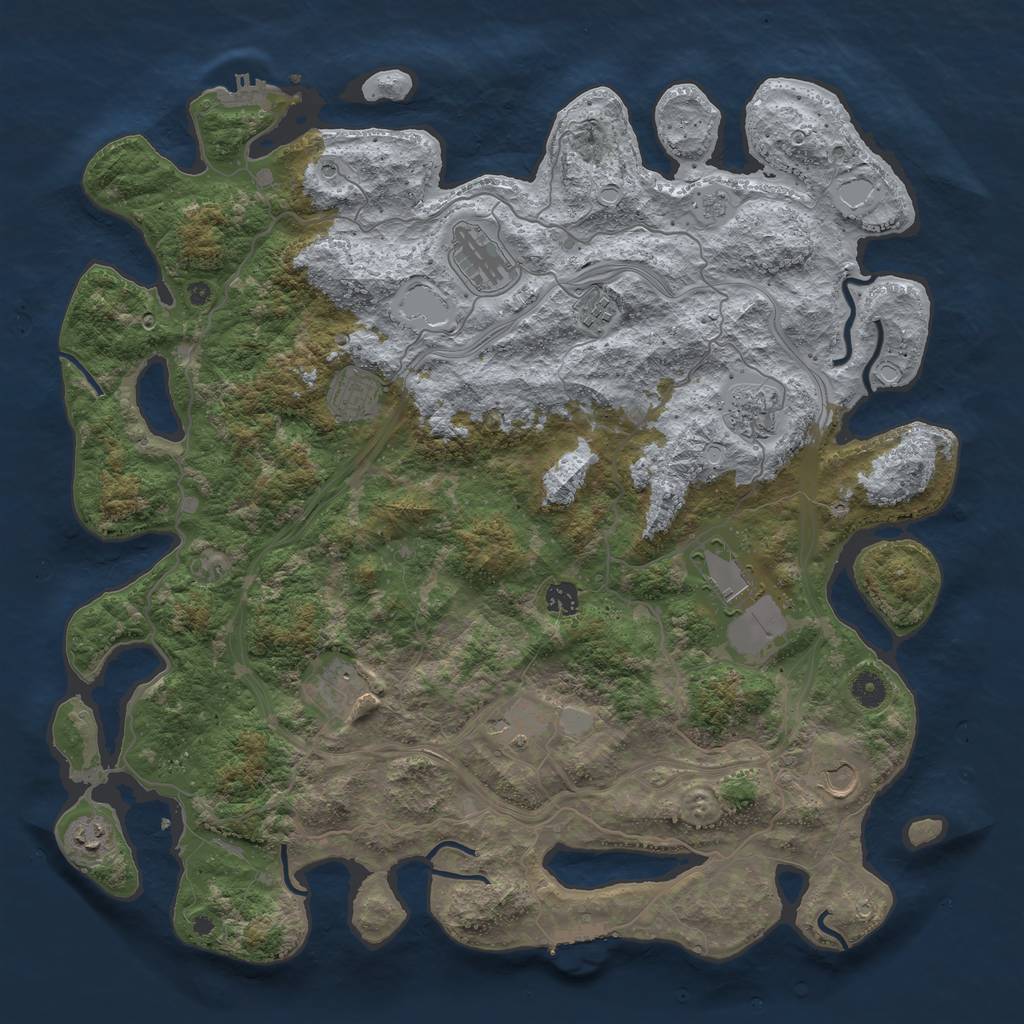 Rust Map: Procedural Map, Size: 4500, Seed: 550958235, 19 Monuments