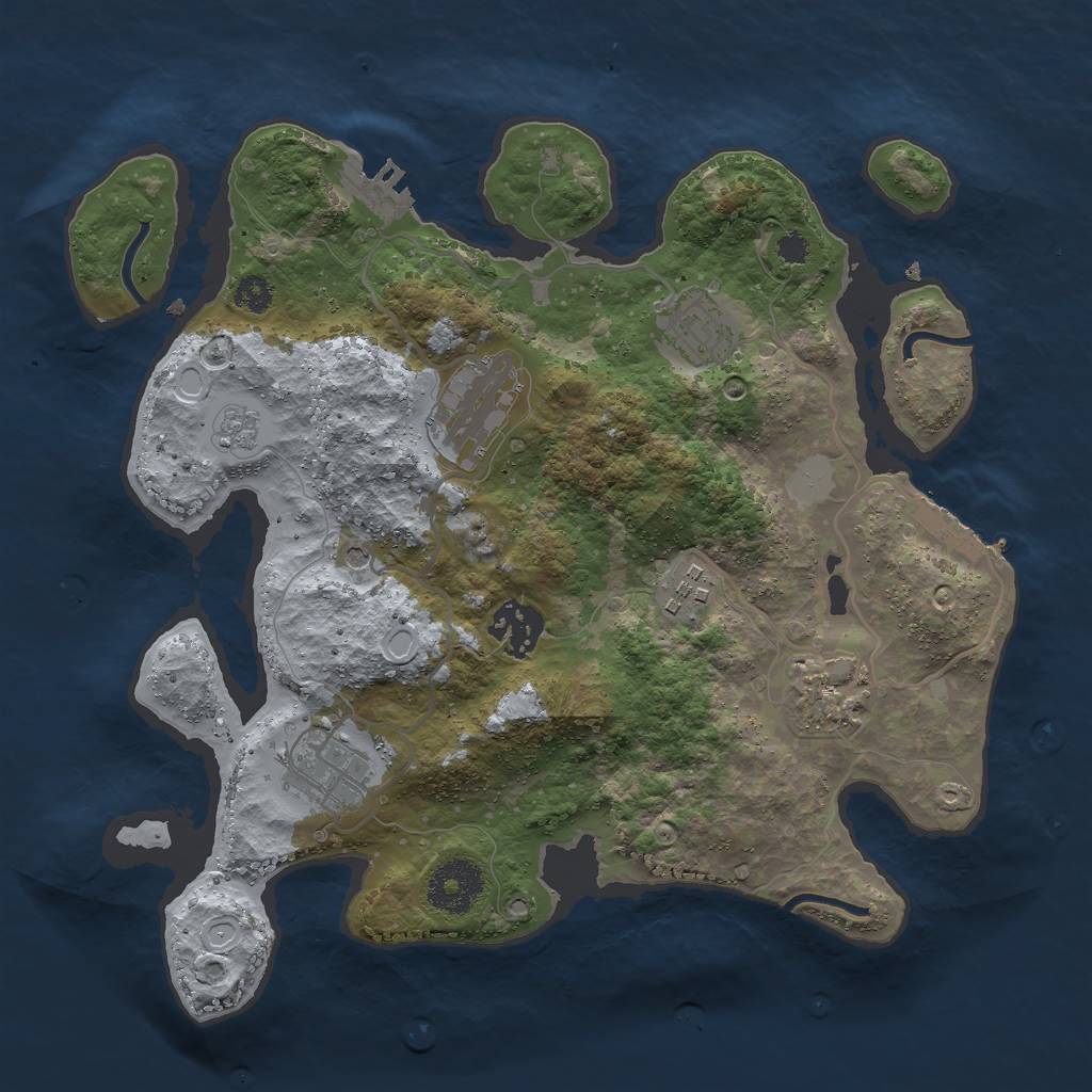 Rust Map: Procedural Map, Size: 3000, Seed: 1784114351, 15 Monuments