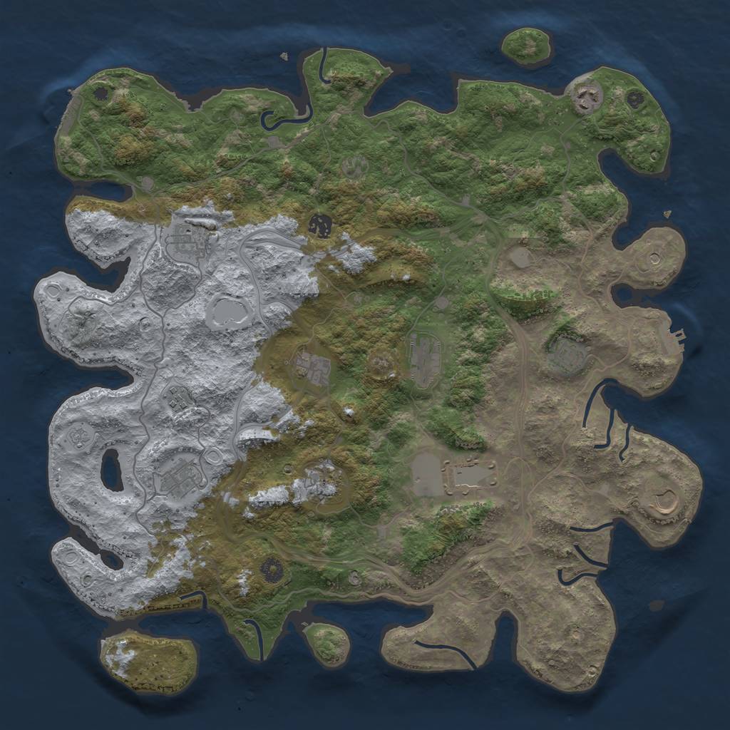 Rust Map: Procedural Map, Size: 4500, Seed: 123466, 20 Monuments