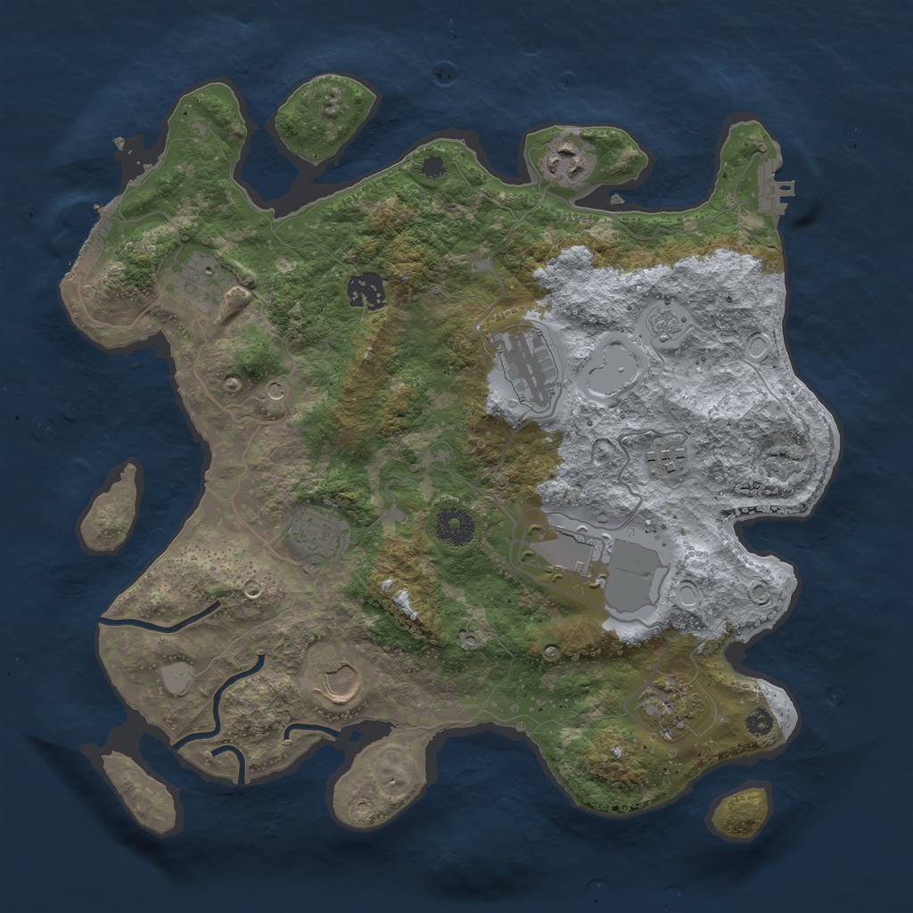 Rust Map: Procedural Map, Size: 3500, Seed: 48881, 18 Monuments