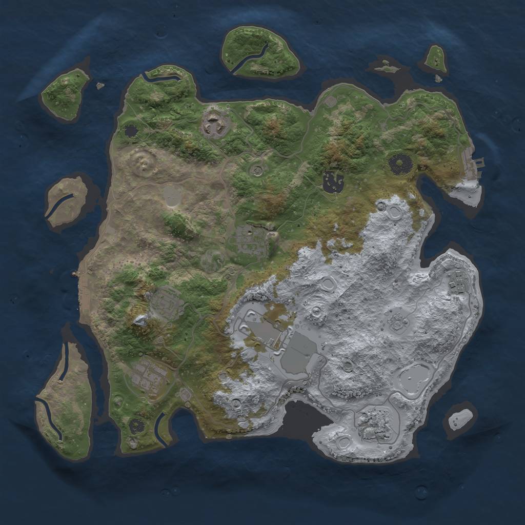 Rust Map: Procedural Map, Size: 3500, Seed: 1743807451, 17 Monuments