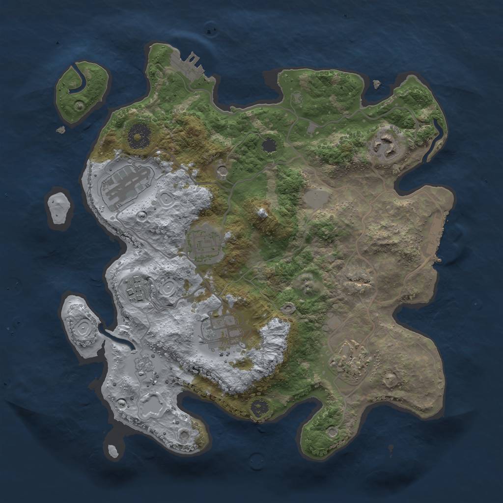 Rust Map: Procedural Map, Size: 3000, Seed: 2501810, 15 Monuments
