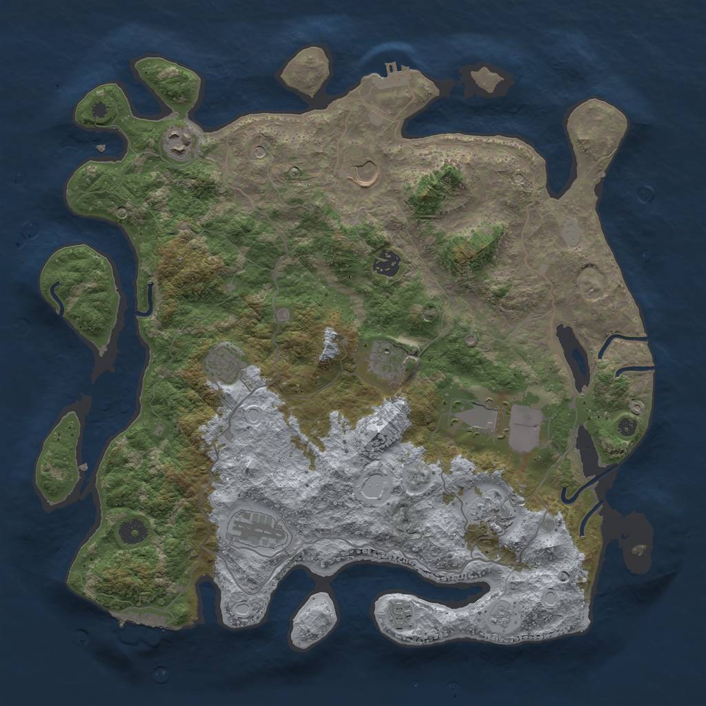 Rust Map: Procedural Map, Size: 4000, Seed: 869557040, 18 Monuments