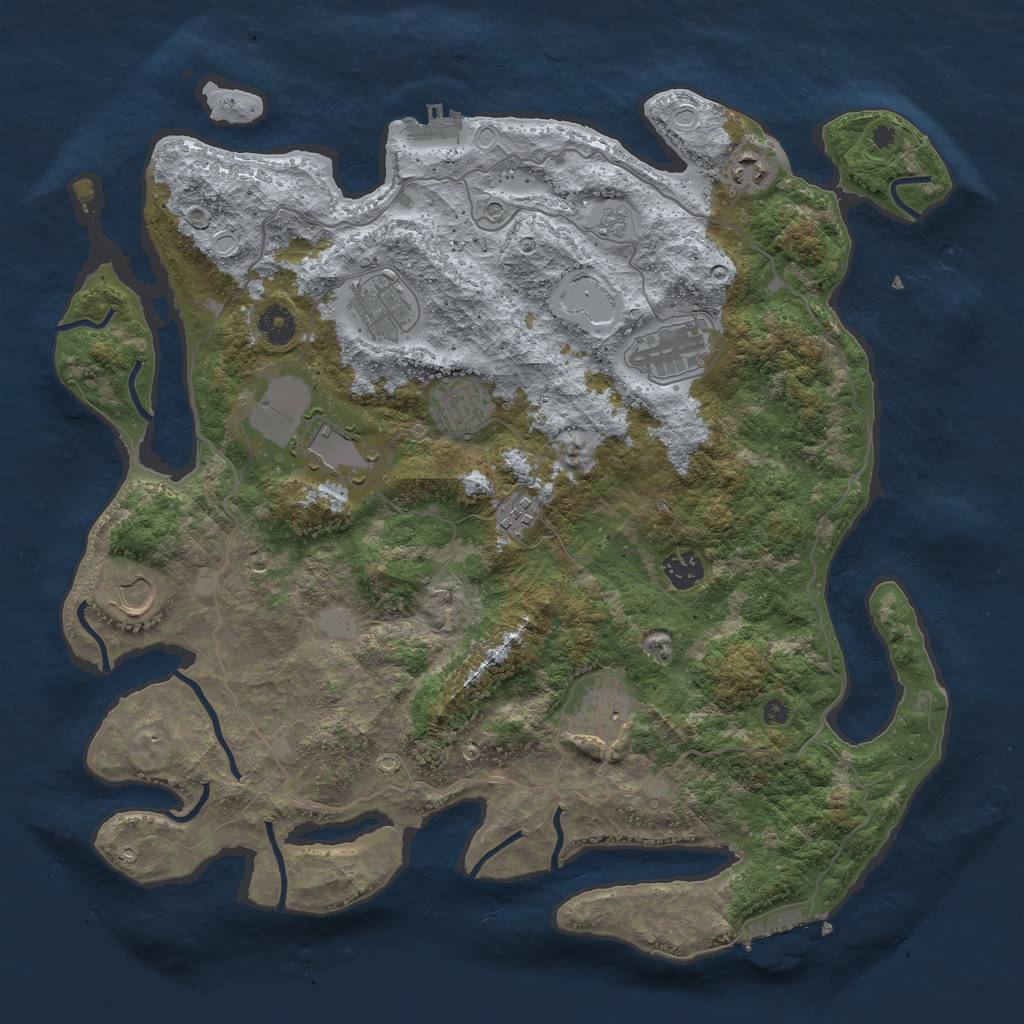 Rust Map: Procedural Map, Size: 4000, Seed: 4242424, 18 Monuments