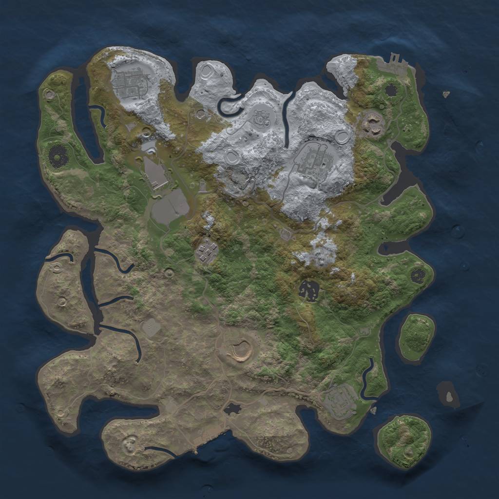 Rust Map: Procedural Map, Size: 3500, Seed: 51351351, 17 Monuments