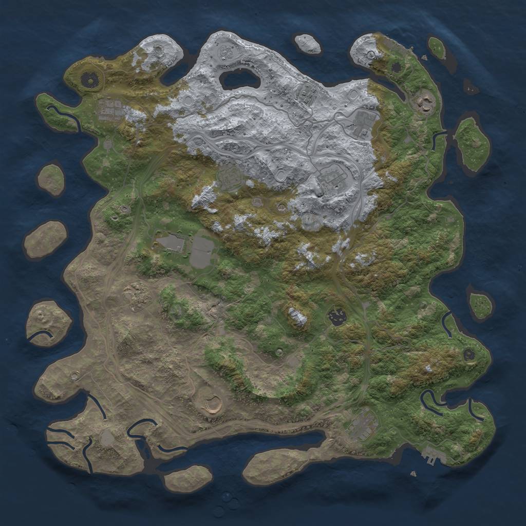 Rust Map: Procedural Map, Size: 4500, Seed: 1164311813, 18 Monuments