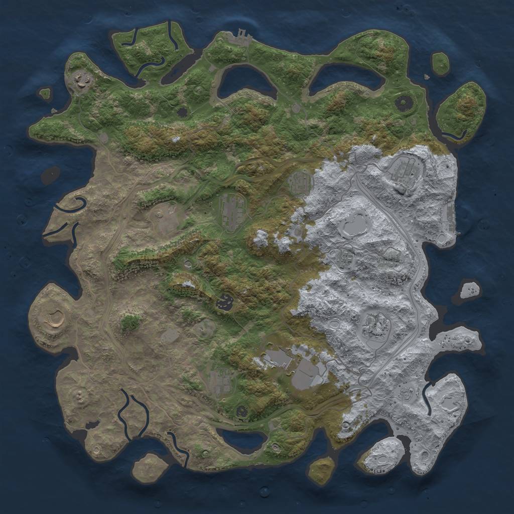 Rust Map: Procedural Map, Size: 4500, Seed: 514733679, 20 Monuments