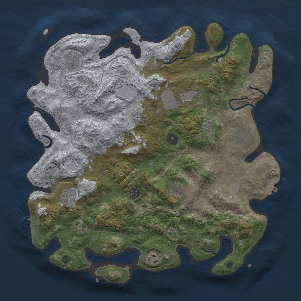 Rust Map: Procedural Map, Size: 4000, Seed: 5100947, 18 Monuments