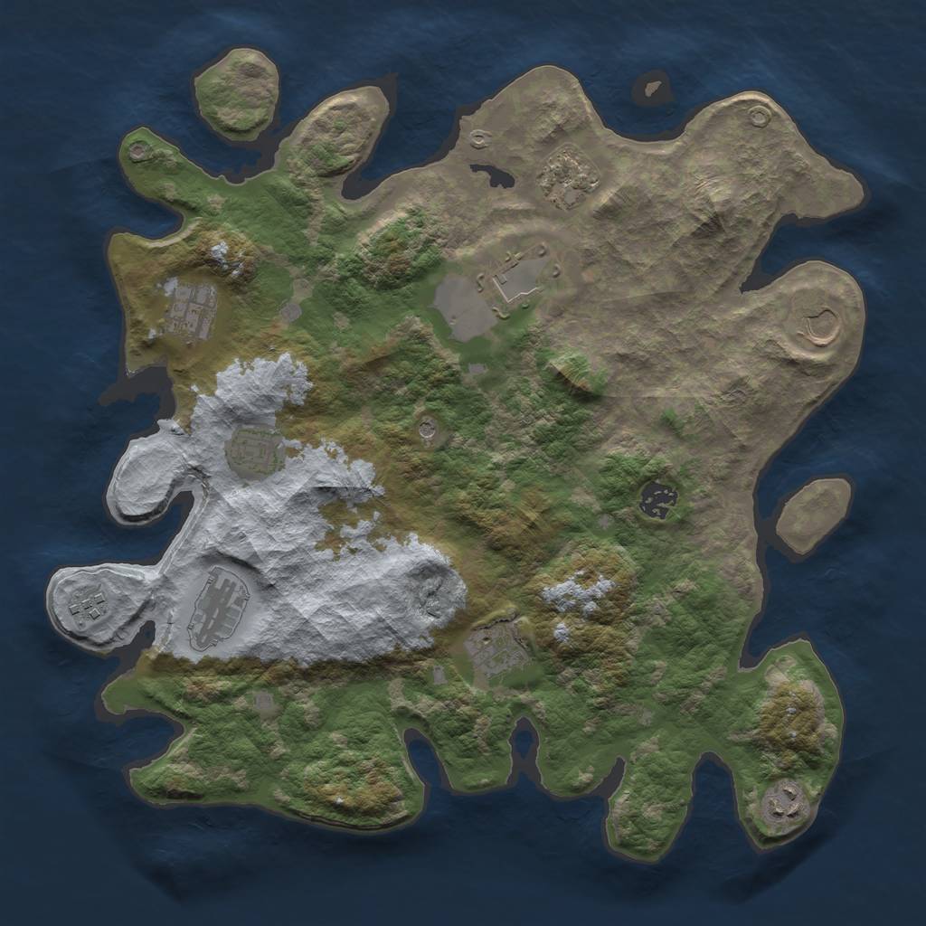 Rust Map: Barren, Size: 3800, Seed: 26687, 13 Monuments