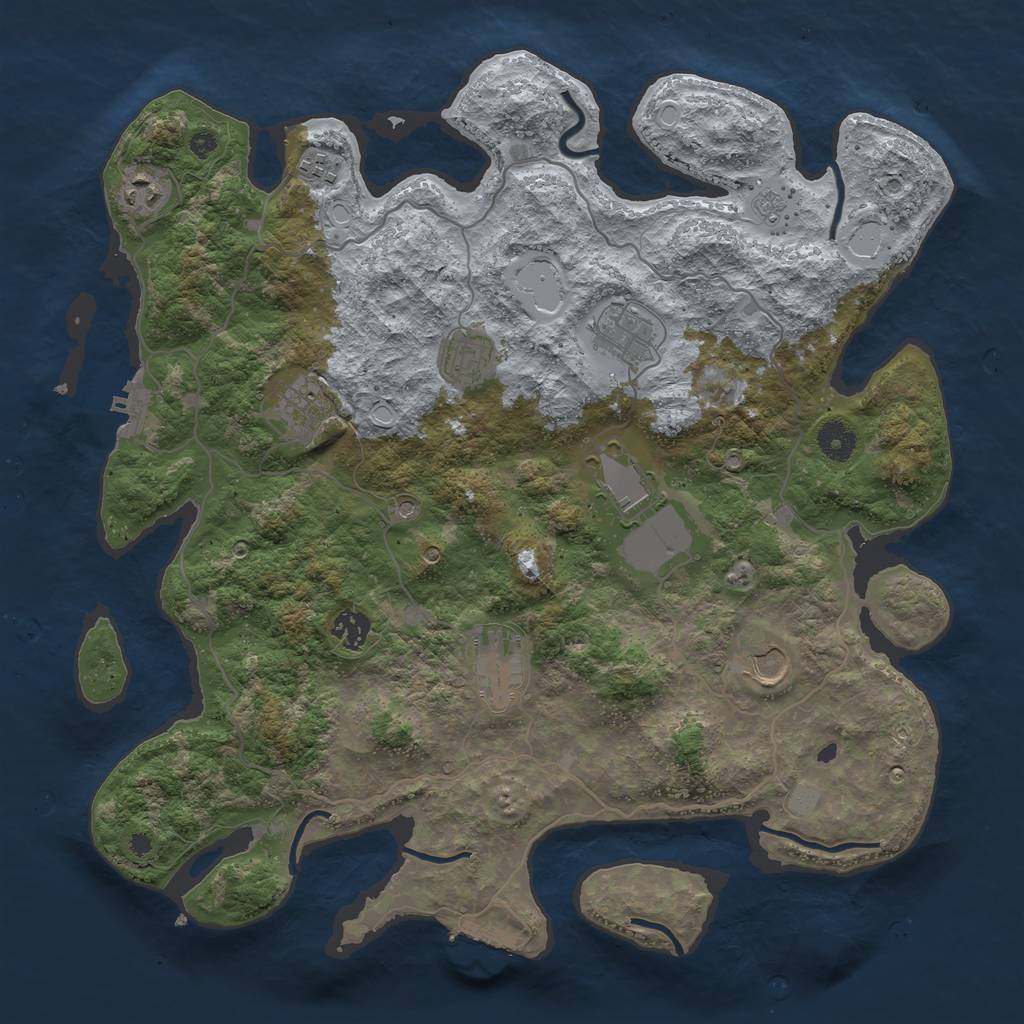 Rust Map: Procedural Map, Size: 4000, Seed: 91129115, 18 Monuments