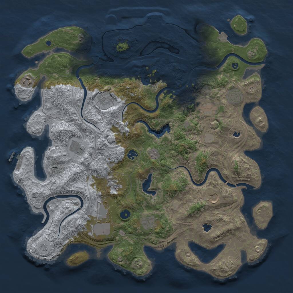 Rust Map: Procedural Map, Size: 4500, Seed: 1923334294, 17 Monuments