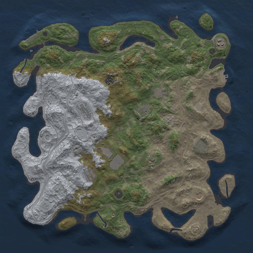 Rust Map: Procedural Map, Size: 4500, Seed: 1923334294, 20 Monuments