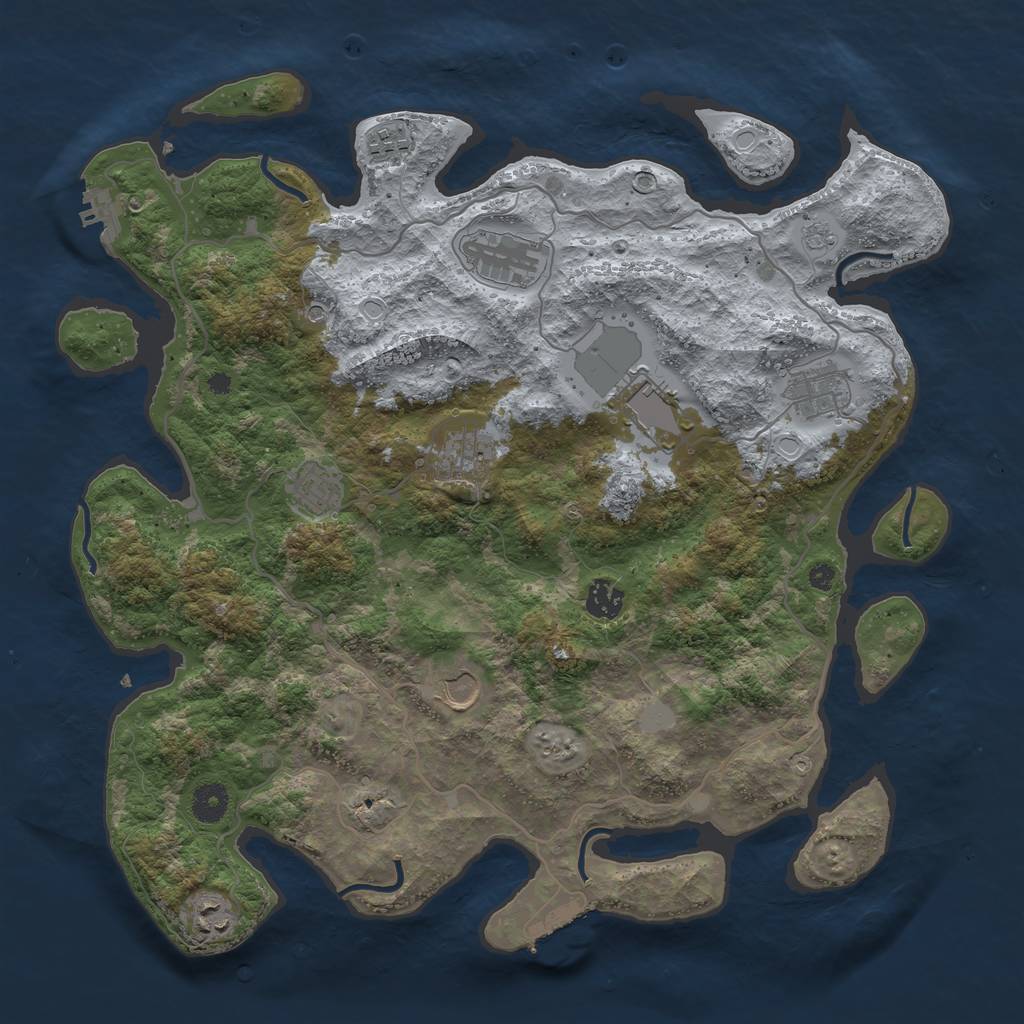 Rust Map: Procedural Map, Size: 4000, Seed: 1411858190, 18 Monuments