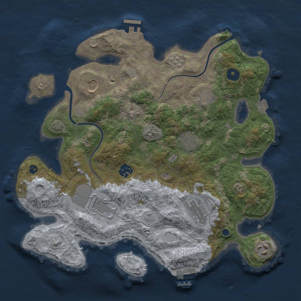 Rust Map: Procedural Map, Size: 3500, Seed: 2102033260, 14 Monuments