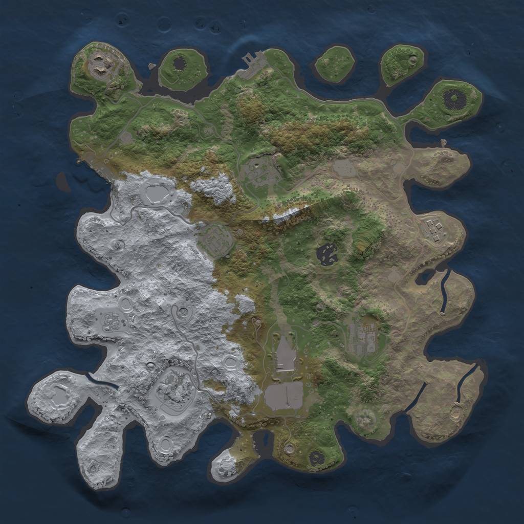 Rust Map: Procedural Map, Size: 3500, Seed: 1068934123, 17 Monuments