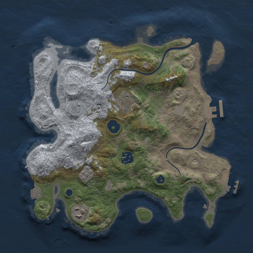 Rust Map: Procedural Map, Size: 3000, Seed: 554453459, 10 Monuments