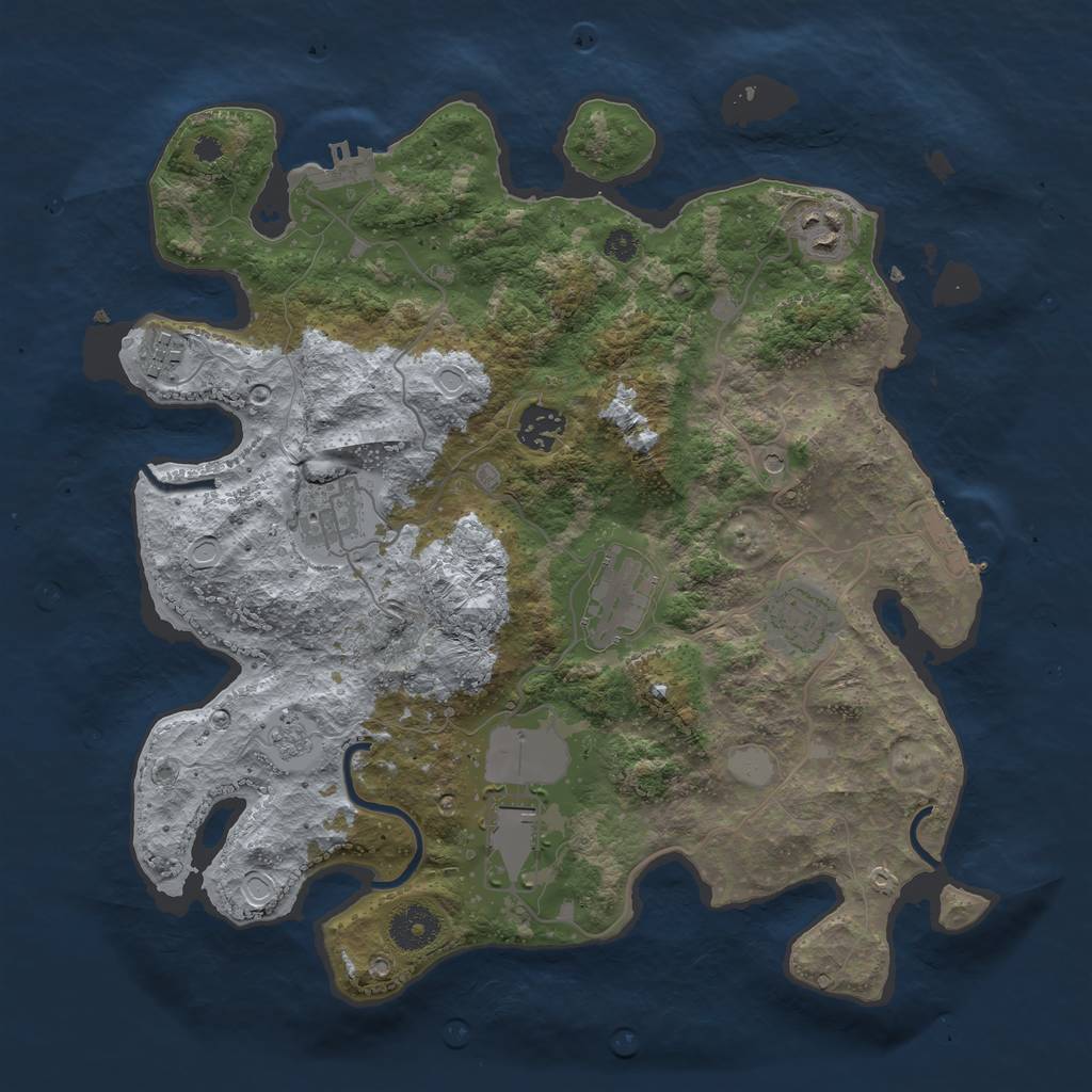 Rust Map: Procedural Map, Size: 3500, Seed: 31114842, 16 Monuments