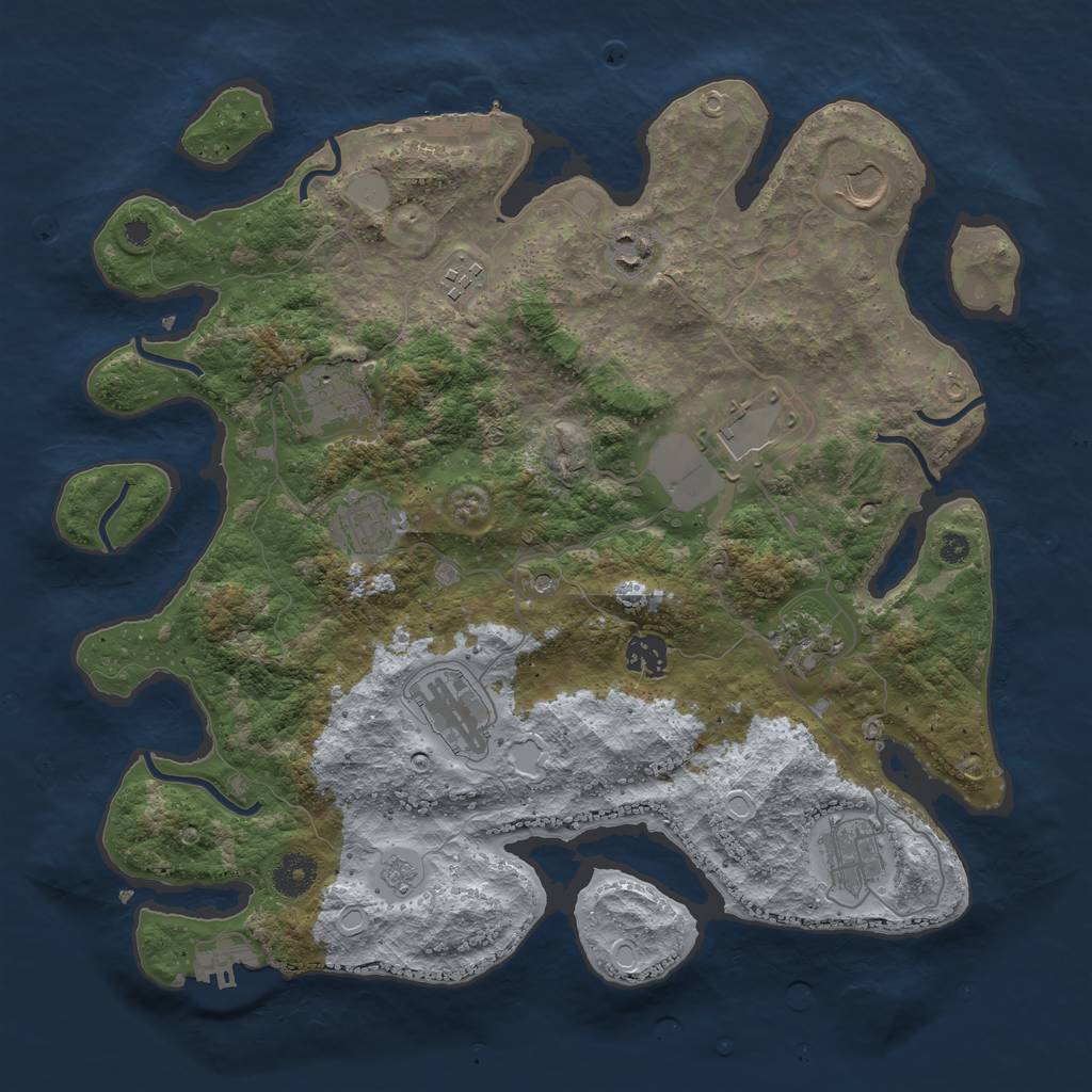 Rust Map: Procedural Map, Size: 3750, Seed: 1532661811, 19 Monuments