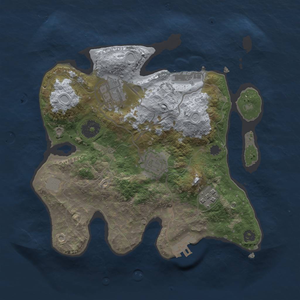 Rust Map: Procedural Map, Size: 2500, Seed: 1776, 10 Monuments