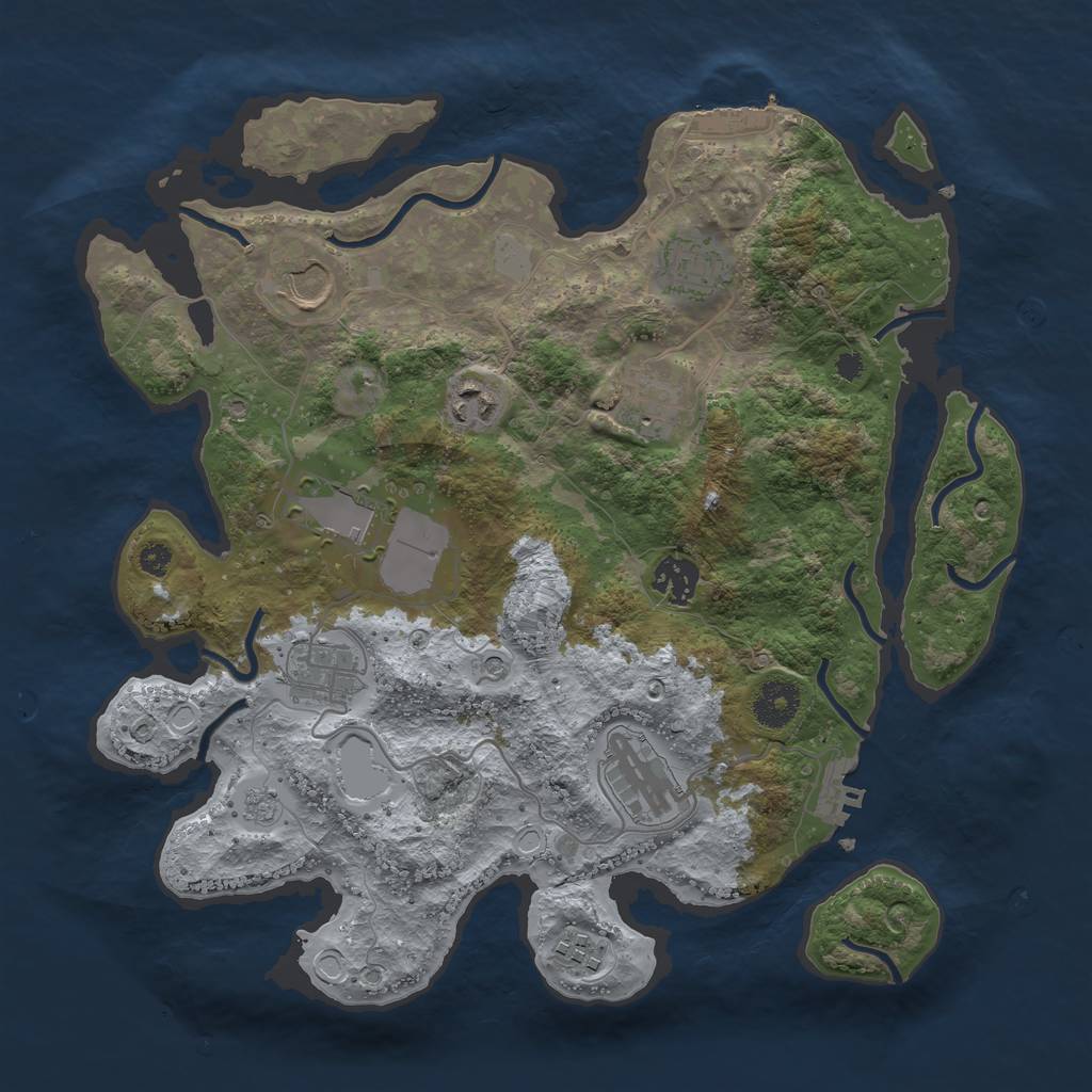 Rust Map: Procedural Map, Size: 3500, Seed: 796431401, 18 Monuments