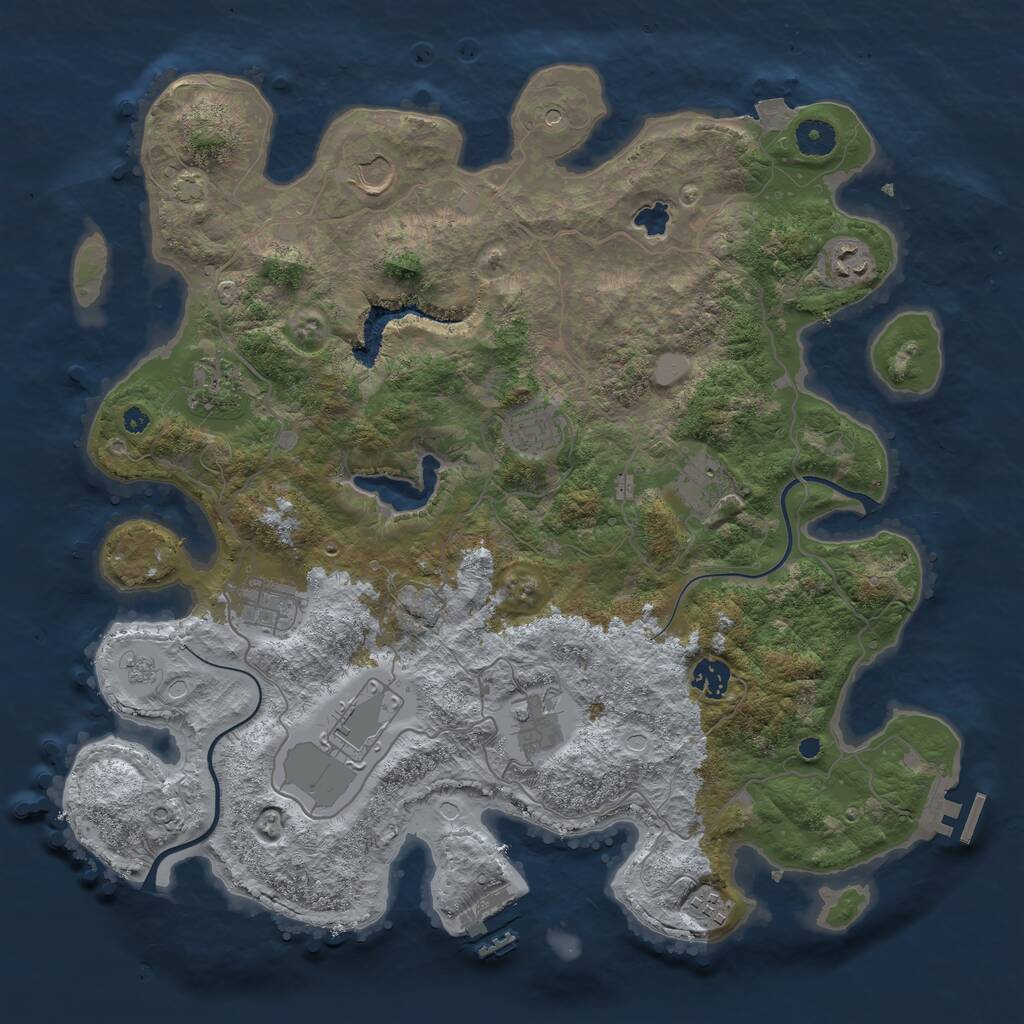 Rust Map: Procedural Map, Size: 4000, Seed: 102998, 16 Monuments
