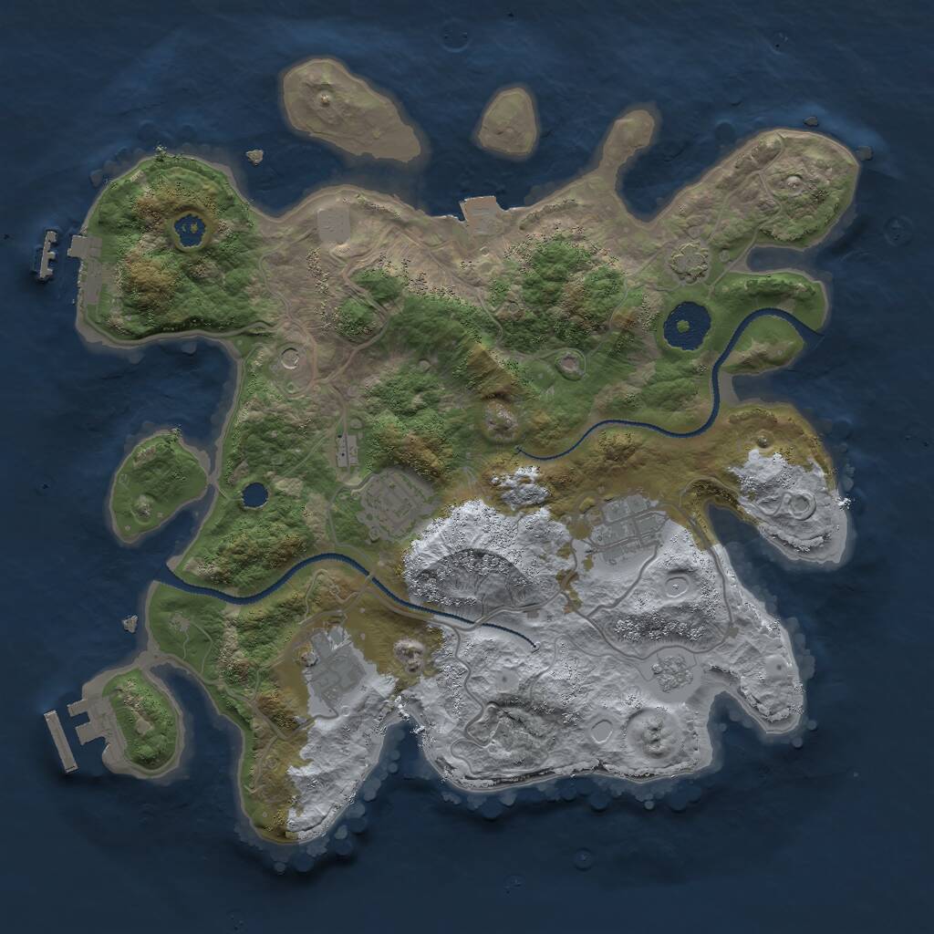 Rust Map: Procedural Map, Size: 3000, Seed: 1502584147, 9 Monuments